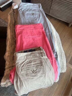 Three-Pack Mens Chino pants – Pink, Light gray, Tan (khaki)